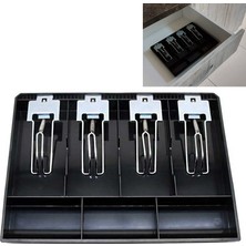 Saypos Metal Mandallı Çekmece Içi Para Düzenleyici 4 Banknot Bölmeli Para Çekmecesi Içi Siyah 32,5x24,5x3,5cm