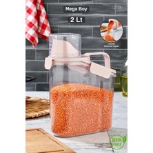 Vivart Bakliyat ve Deterjan Contalı Sızdırmaz Kapaklı Erzak Saklama Kabı - Ölçekli Bakliyat Kabı Düzenleyici- 1800 Ml-Pembe