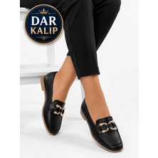 Dosa Shoes Kadın Loafer Babet Gold Tokalı Günlük Rahat Ofis Ayakkabısı Kaymaz Taban Şık Klasik