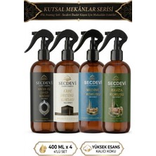 Secdevi Kutsal Mekanlar Serisi Oda Spreyi Seti 4'lü - Kabe Örtüsü, Hacerül Esved, Medine, Ravza Kokusu 4X400 ml