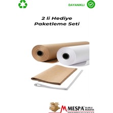 Meşpa Ambalaj 2 Li Hediye Paketleme Seti 10 Adet 100X70 Kahverengi Kraft Kağıt , 10 Adet 100X70 Beyaz Kağıt
