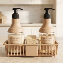 LE Paris 2’li Cam Sıvı Sabunluk Seti | El ve Bulaşık Sabunu Seti | Standlı Banyo Düzenleyici | 250 ml x 2