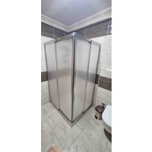Elissa Dekorasyon Gri Profil Damla Desen Mika Cam Duşakabin 100X100