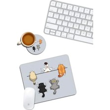 Aesco Yaramaz Kediler Temalı Mouse Pad ve Bardak Altlığı Seti