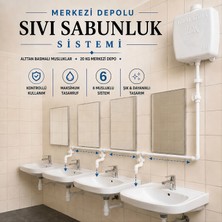 Hilal Kimya 20 Lt Alttan Basmalı 6 Musluklu Merkezi Sistem Depolu Sıvı Sabunluk BEYAZ