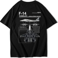 Brz Collection Unisex Oversize F14 Tomcat T-Shirt Siyah