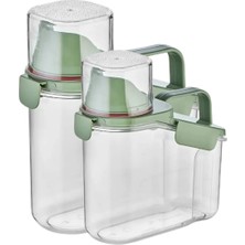 Vivart Bakliyat ve Deterjan 2'li Set Saklama Kabı - 1100 ml ve 1800 ml - Yeşil
