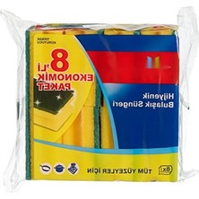 Aesco 8 Parça Oluklu Bulaşık Süngeri, Yeşil