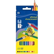 Aesco 12'li Kuru Boya Seti - Altıgen Ahşap Kalemler