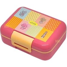 Aesco Sevimli Kedi Desenli 1600ML Kapaklı Lunchbox, 2 Bölmeli Pp Plastik