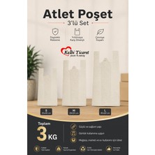 Kalbi Ticaret Kırık Beyaz Kalın Poşet 3'lü Set (Küçük, Orta, Büyük)3 kg Market Manav Poşeti Hışır Atlet Poşet Çöp Poşeti