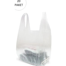 Herşey Trend Şeffaf Atlet Poşet Büyük Boy 30X56 cm 20 Paket Takriben 3.000 Adet