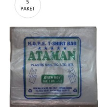 Herşey Trend Kalın Şeffaf Atlet Poşet Orta Boy 27X47 cm 1 kg (5 Paket-Takriben 725 Adet)