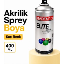 Badem10 Akrilik Sprey Boya Sarı 400 ml Ral 1007 Sarı Dekoratif Hobi Metal Ahşap Plastik Boyama Spreyi