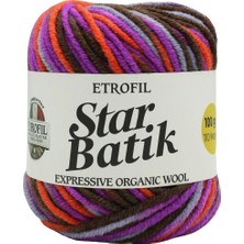 Etrofil Star Batik Örgü Ipi Turuncu Kahve Mor Gri %75 Premium Akrilik %25 Organik Merino Yün 100G 110M (T062)