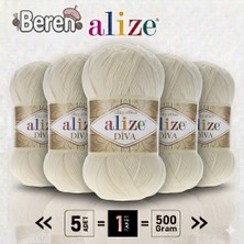 Alize  Diva - 383 Çakıl Taşı - 5'li Paket - 100GR/350M - Parlak Merserize Yazlık Baharlık Örgü Ipi
