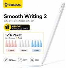 BASEUSONLINE Baseus Smooth Writing 2 Stylus Type-C Kablo ile Şarjlı iPad Kalem - Avuç Içi Reddi ve Eğim Hassasiyetli + 3 Renkli 12'li Paket Kalem Ucu Kılıfı Hediye