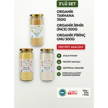 Soul Kitchen Organik Ürünler Organik İrmik 300 g, Pirinç Unu 300 g, Tarhana 350 g Üçlü Ek Gıda Seti Cam Kavanoz