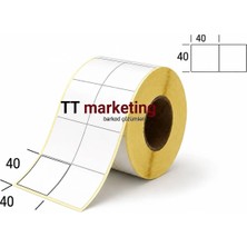 TT Marketing 40×40 Eco Termal Barkod Etiketi 2 sıralı (4 RULO: 12000 ADET)