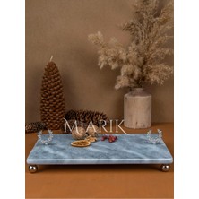 Miarik Design Dekoratif Mermer Dikdörtgen Tag Detaylı Sunum Tepsısı Servis Tabağı