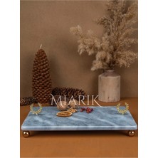Miarik Design Dekoratif Mermer Dikdörtgen Tag Detaylı Sunum Tepsısı Servis Tabağı