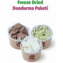 Freeze Dried Dondurma Paketi 3\'lü – Çikolatalı Antep Fıstıklı Sade Kurutulmuş Çıtır Dondurma Seti