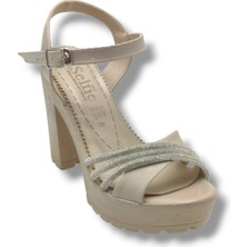 Selfie 4260-26 Rugan Taşlı Çapraz Bant Platform Topuk Fashion Kadın SANDALET(11CM)