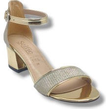 Selfie 4270-26 Simli Rugan Tek Bant Orta Topuk Fashion Kadın Sandalet(5,5cm)