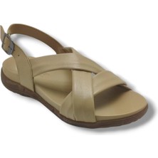 Ellanor S-687-26 Hakiki Deri Çapraz Bant Anatomik Taban Kadın Sandalet