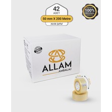 Allam Ambalaj 1 Koli (42 Adet) Akrilik Şeffaf Koli Bandı 50MM x 200MT Güçlü Yapışkan