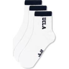Ucla Julıo 3'Lü Beyaz Uzun Jakarlı Pamuk Standard Fit Unisex Çorap