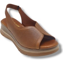 Ellanor S-564-26 Hakiki Deri Anatomik Dolgu Taban Kadın Sandalet