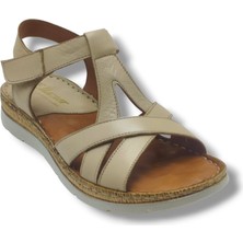 Ellanor S-553-26 Hakiki Deri Cırtlı Anatomik Taban Kadın Sandalet