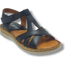 Ellanor S-553-26 Hakiki Deri Cırtlı Anatomik Taban Kadın Sandalet