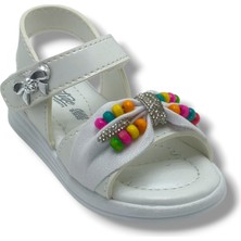 Butiqe 1810-26 Simli Renkli Boncuk Taşli Anatomik Kız Çocuk Sandalet 22-25