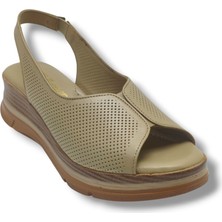 Ellanor S-564-26 Hakiki Deri Anatomik Dolgu Taban Kadın Sandalet