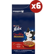 Felix Çifte Lezzet Sığır Etli Yetişkin Kedi Maması 2 kg x 6 Paket