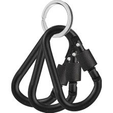 Microcase Vidalı Kilitli Karabina Askı 5.5 cm - Çok Amaçlı D Tipi Kamp Anahtarlık Çanta Kampçılık Ekipman Sabitleme Kancası Siyah 3 Adet - AL5886