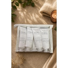 Zero/o Şeffaf Çantalı 7'li Seyahat Bakım Seti –şampuan 40ML + Duş Jeli 40ML + Yüz Sabunu 28GR + Oval Kabak Lif