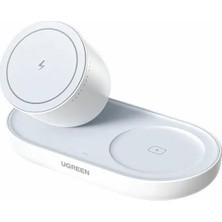 Ugreen 95832 W501 2 In 1 20W Magsafe Manyetik Kablosuz Şarj Cihazı Beyaz