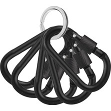 Microcase Vidalı Kilitli Karabina Askı 5.5 cm - Çok Amaçlı D Tipi Kamp Anahtarlık Çanta Kampçılık Ekipman Sabitleme Kancası Siyah 5 Adet - AL5886
