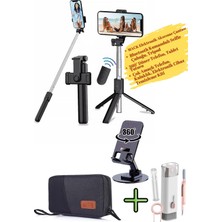 Mack Elektronik Aksesuar Çantası, Selfie Çubuğu, Telefon Tablet Tutucu, Temizleme Kiti