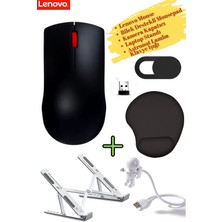 Lenovo 150 Wireless Kablosuz Mouse GY51L52638 Siyah Kamera Kapatıcı Laptop Standı, Mousepad, Klavye Lambası