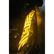 Banxtre Honda Pcx Için Uyumlu Gece Parlayan Reflektif Far Üstü Tribal Desen Sticker Etiket (Tam Uyumlu Kesme Biçmesiz)