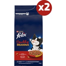 Felix Çifte Lezzet Sığır Etli Yetişkin Kedi Maması 2 kg x 2 Paket