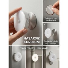 Hareket Sensörlü Yuvarlak LED Aydınlatma & USB Şarjlı Pratik Gece Lambası (8 Cm)