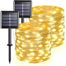 Aesco 20 Metre Güneş Enerjili LED Işık Zinciri, 200 Led, Bahçe Dekorasyonu Için