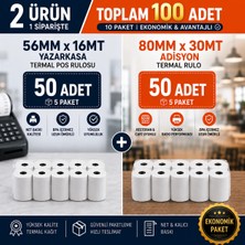Miray Rulo Özel Set 56X16 mt ( 5 Paket) + 80X30 mt (5 Paket) -Yüksek Kaliteli Termal Pos Rulosu ve Adisyon Fişi