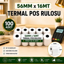 56X16 mt Termal Pos Rulosu (100 Adet) - Yüksek Kaliteli Yazarkasa Rulosu