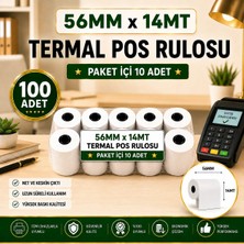 56X14 mt Termal Pos Rulosu (100 Adet) - Yüksek Kaliteli Yazarkasa Rulosu